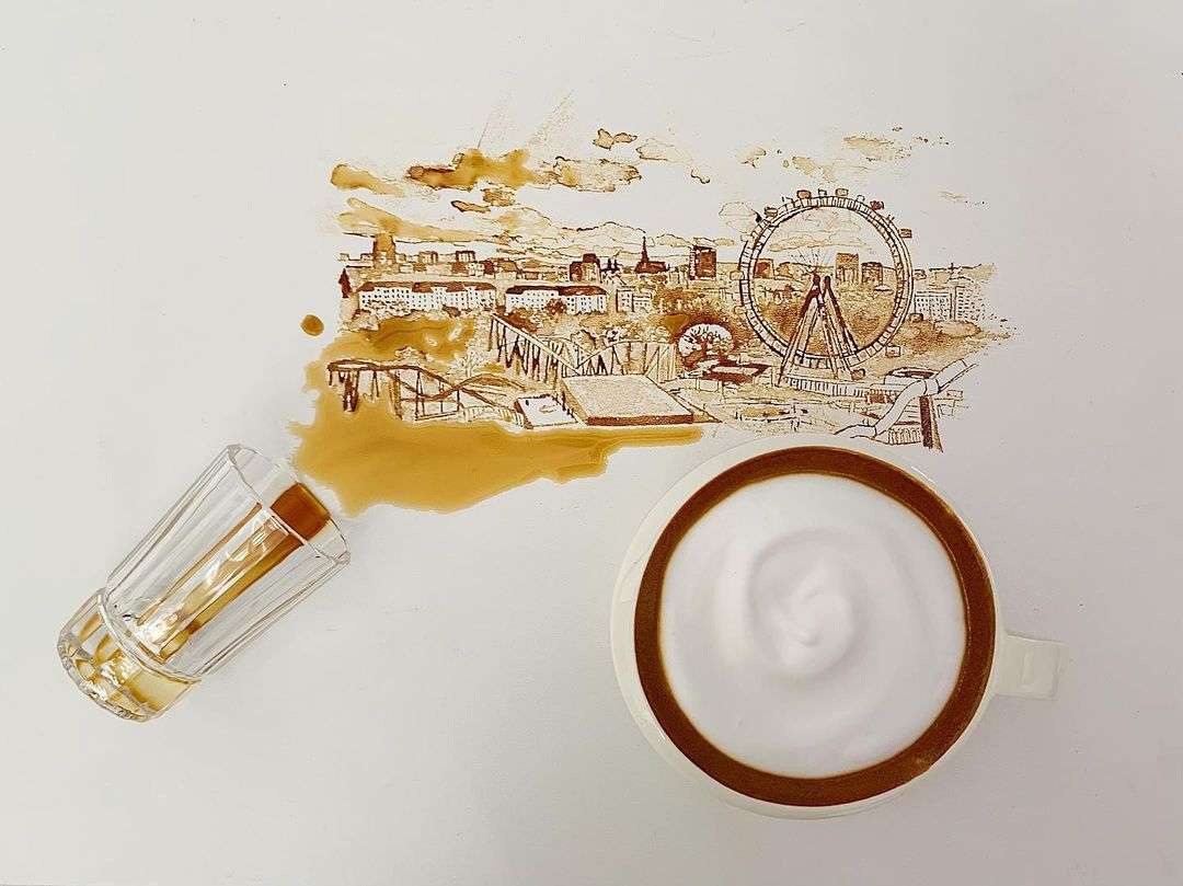 The Italian Artist Turns Spilled Coffee Into Incredible Works Of Art