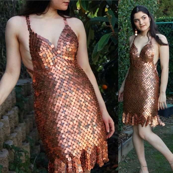 Vintage-Inspired Cocktail Dress Is Handmade From Over 2000 Pennies Vintage-Inspired Cocktail Dress Is Handmade From Over 2000 Pennies