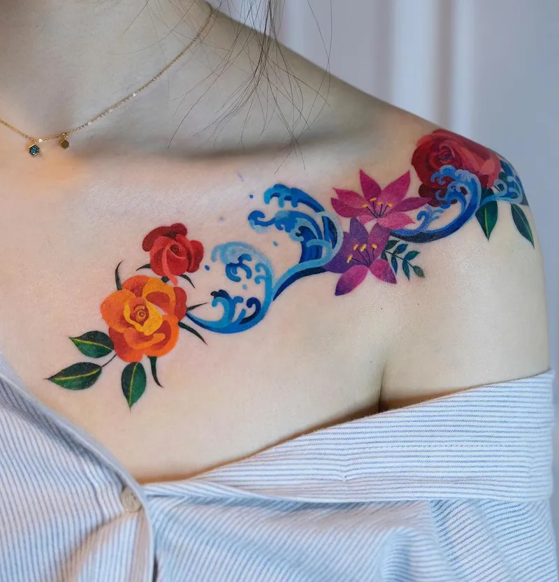 Collarbone body art
