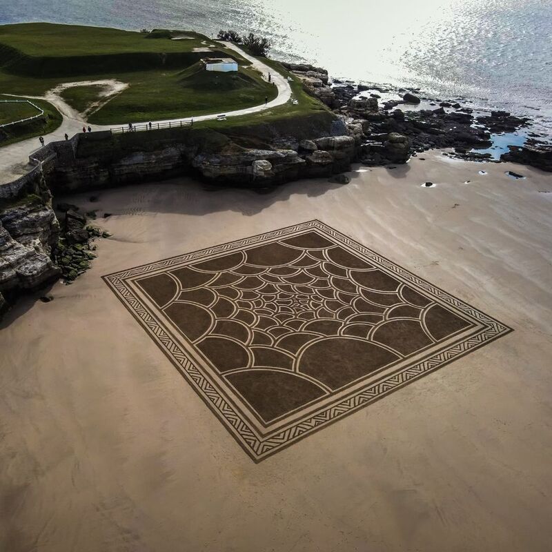 French Artist Transforms Sand Into Beauty Creating Massive Beach Art