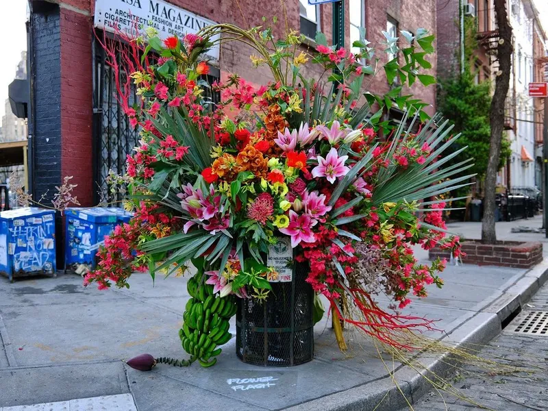 colourful flower installations