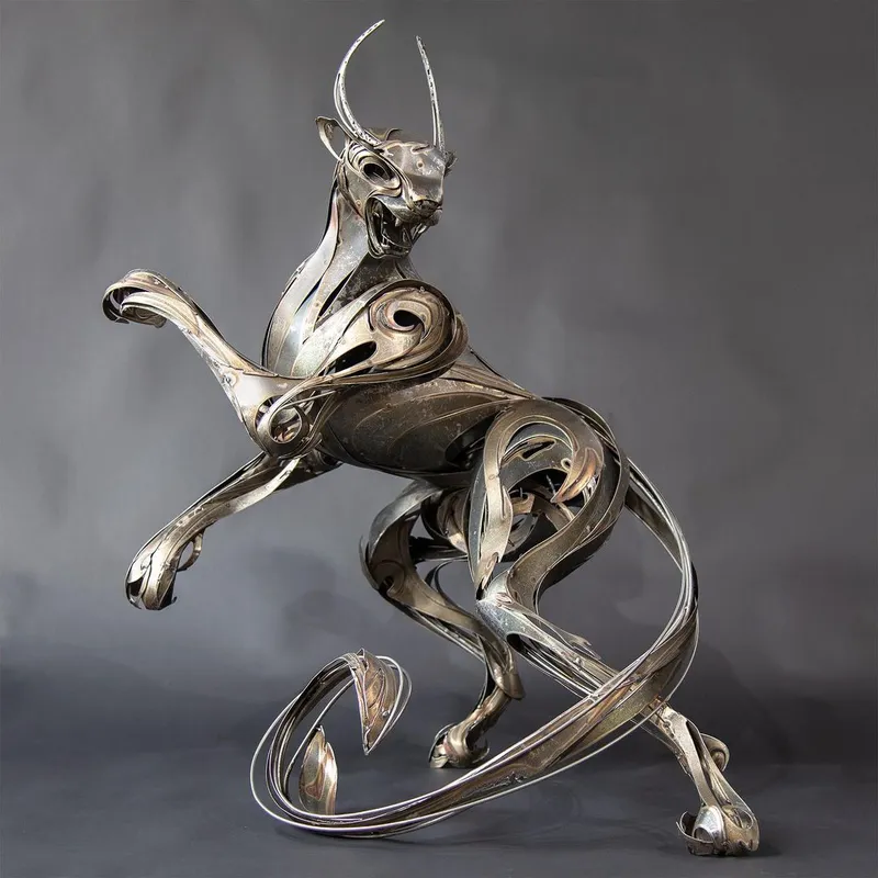 Metallic Animal Sculptures Look Like They Are Poised for Action