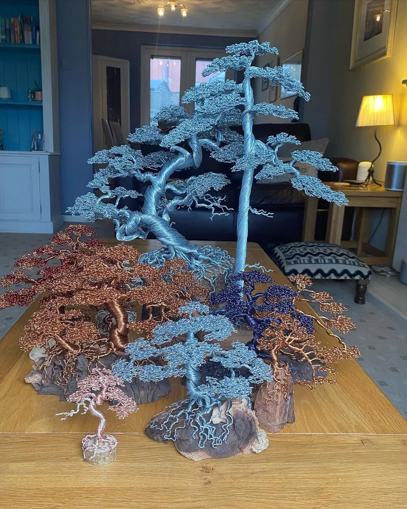 Wire Sculpted Bonsai Trees