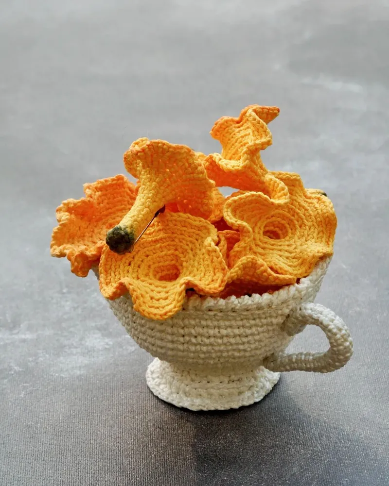 Intricate Crochet Mushrooms, Seashells, and Flowers