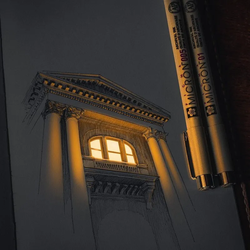 Nighttime building illustrations